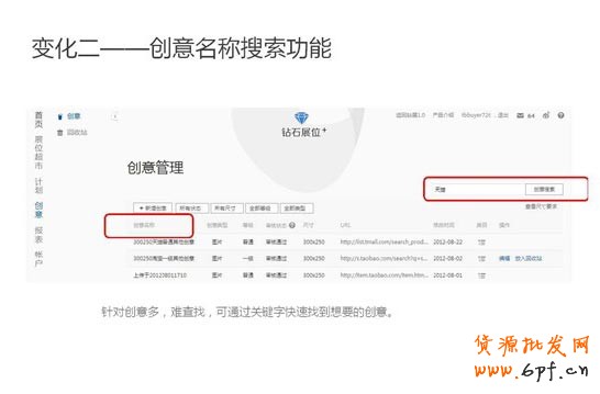 鉆展變化二：創(chuàng)意名稱搜索功能